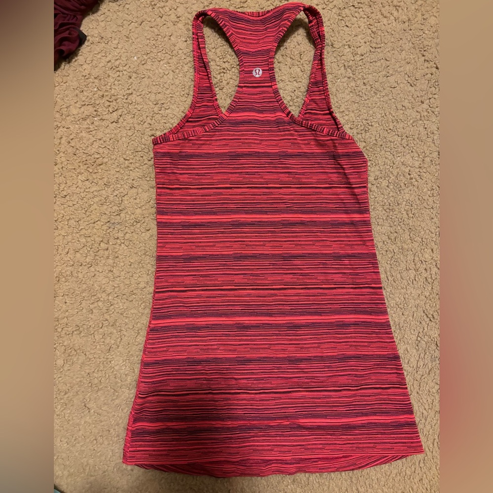 Lululemon Red Striped Racerback Tank Top